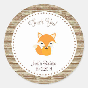 Rond Sticker Merci d'anniversaire Fox Woodland