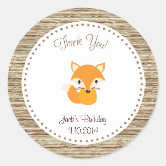 Rond Sticker Merci d'anniversaire Fox Woodland
