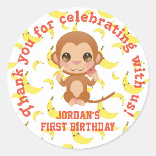 Rond Sticker Merci d'anniversaire garçon