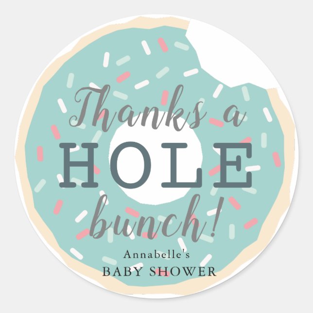 Rond Sticker Merci de Baby shower de Donut vert (Devant)