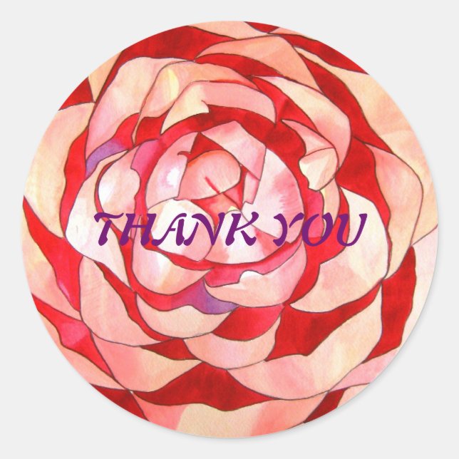 Rond sticker Merci de fleur de Camellia rose (Devant)