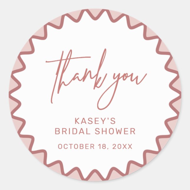 Rond Sticker Merci de frontière rose Zigzag (Devant)