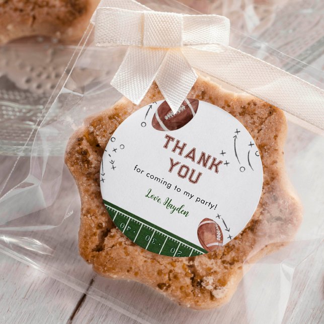 Rond Sticker Merci de la fête d'anniversaire de footbal (Créateur téléchargé)