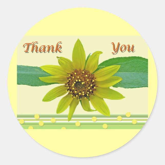 Rond Sticker Merci de tournesol (Devant)