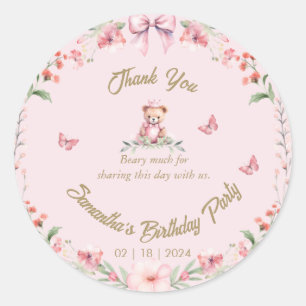 Rond Sticker Merci des fleurs et des ours