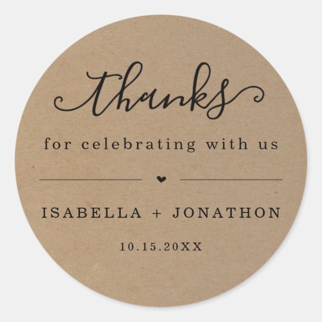 Rond Sticker Merci Favor - Kraft (Devant)