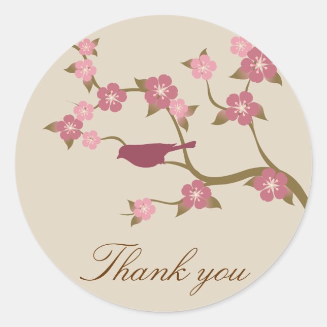 Rond Sticker Merci Fleur Mauve Gris (Devant)