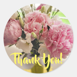 Rond Sticker Merci floral Peonies