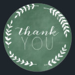 Rond Sticker Merci Laurel Emerald Green Chalkboard<br><div class="desc">Une grande finale à votre merci - parfait pour les mariages,  les douches,  les fêtes et plus encore!</div>