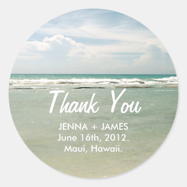 Rond Sticker Merci // Mariage de destination (Devant)