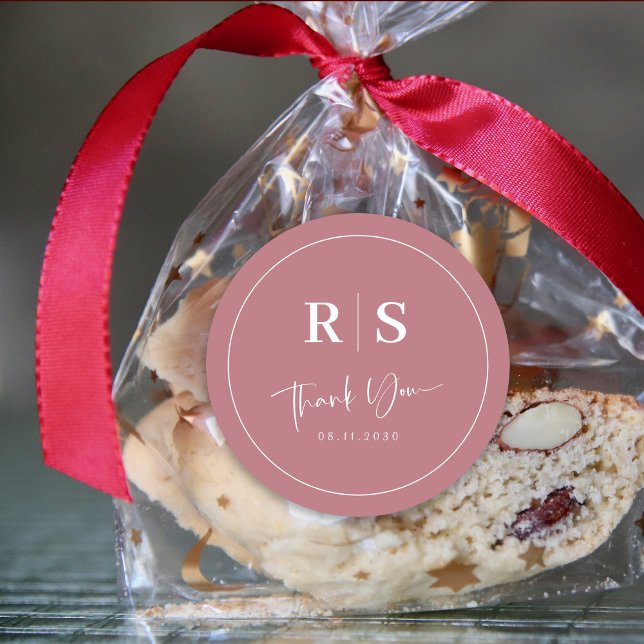 Rond Sticker Merci mariage - Glam or Rose (Wedding Thank You Sticker - Rose Gold Glam)