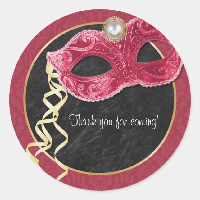 Rond Sticker Merci Masquerade - rouge (Devant)