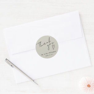 Rond Sticker Merci minimaliste Mariage moderne