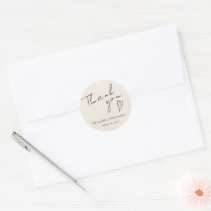 Rond Sticker Merci minimaliste Mariage moderne