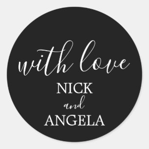 Rond Sticker Merci noir et blanc avec amour