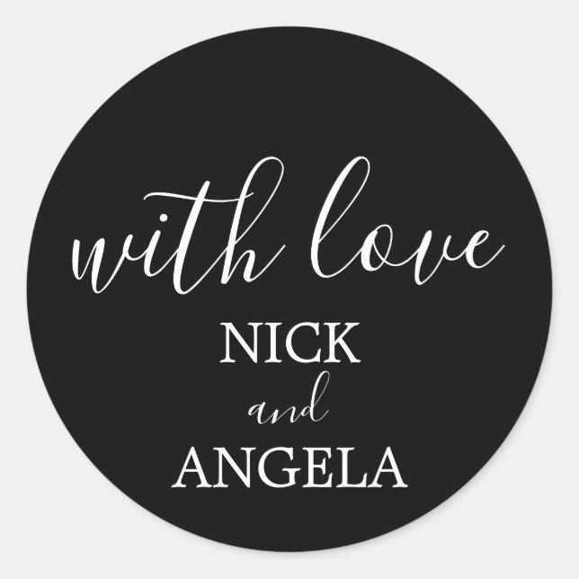 Rond Sticker Merci noir et blanc avec amour (Devant)