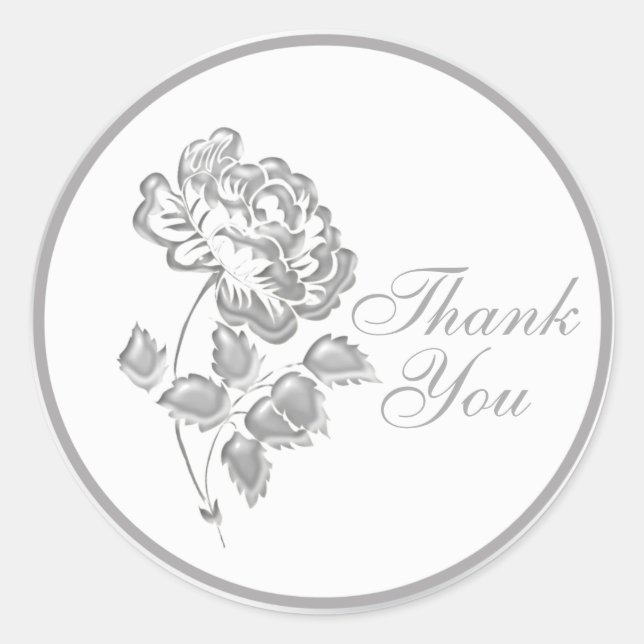Rond Sticker Merci Peony Argent 25 Ans (Devant)