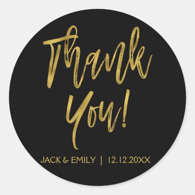 Rond Sticker Merci photo Black and Gold (Devant)