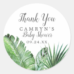 Rond Sticker Merci Tropical Wild Favoriser Baby shower