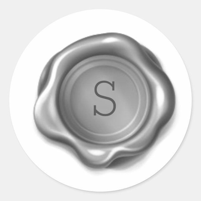 Rond Sticker métallique en argent Monogramme cire de fu (Devant)