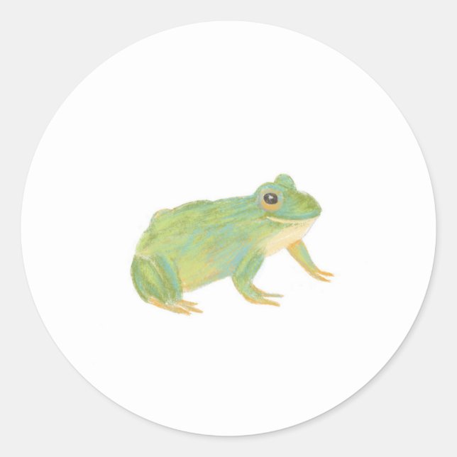Rond Sticker mignon Avec Illustration De Grenouille (Devant)