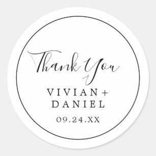 Rond Sticker minimaliste de mariage Merci Faveur