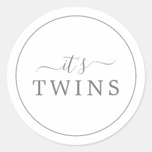 Rond Sticker minimaliste en argent C'est Twins Baby sho
