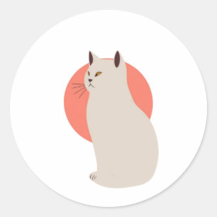 Rond Sticker minimaliste en ligne de chat - élégant et