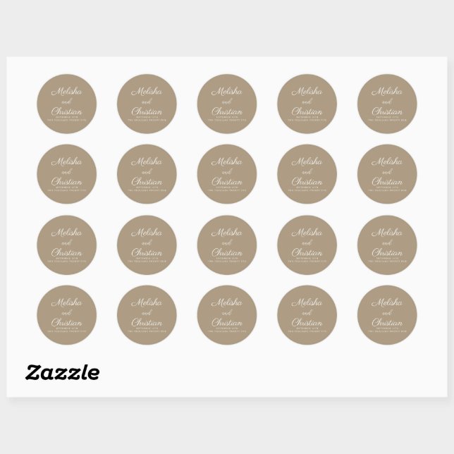 Rond Sticker minimaliste Mariage moderne (Feuille)