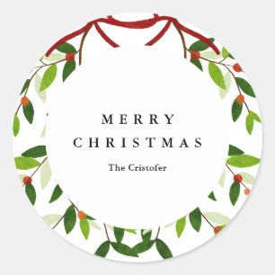 Rond Sticker Mistletoe Holiday