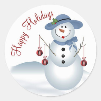 Rond Sticker Mme Snowman