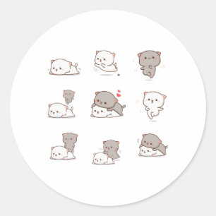 Rond Sticker Mochi Peach Cat Pack