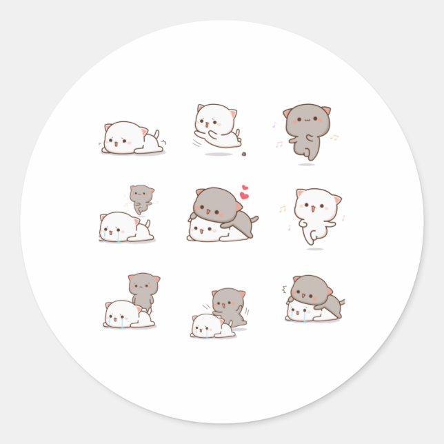Rond Sticker Mochi Peach Cat Pack (Devant)