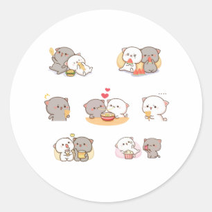 Rond Sticker Mochi Peach Cat Pack
