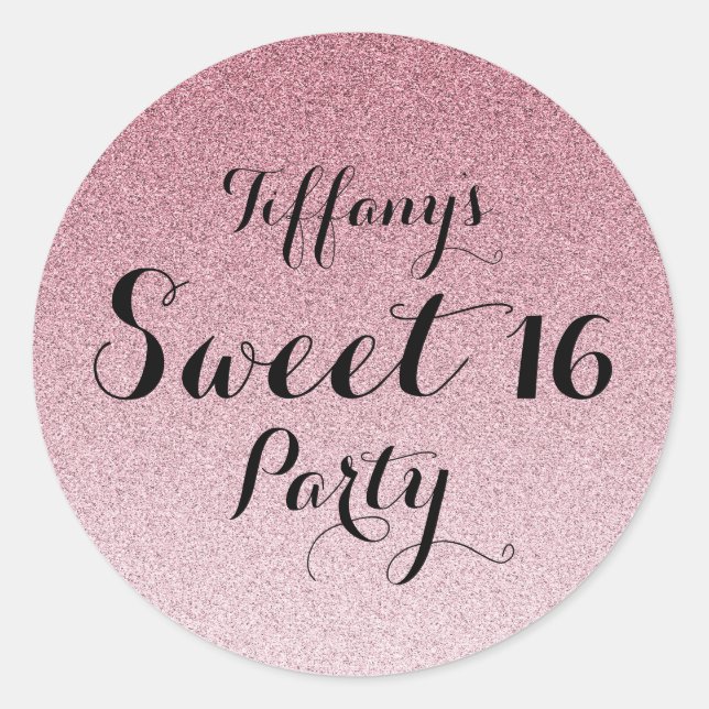 Rond Sticker moderne Parties scintillant rose Faux Ombr (Devant)