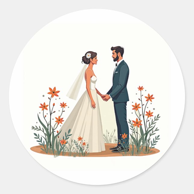 Rond Sticker Moment Mariage parfait (Devant)