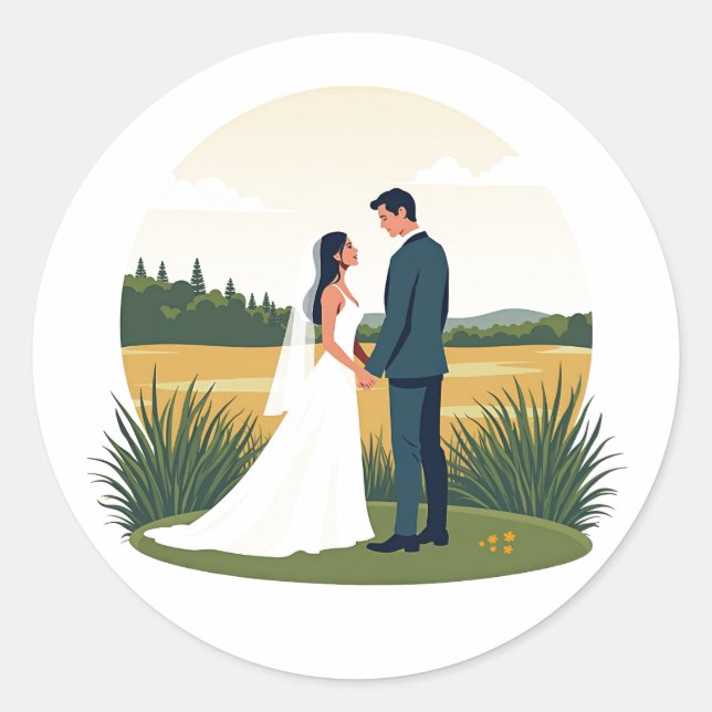 Rond Sticker Moment Mariage rêvé (Devant)