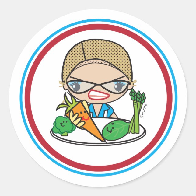Rond Sticker Monica Lady pour déjeuner (Devant)