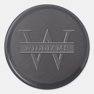 Rond Sticker Monogram Black Wax Seal