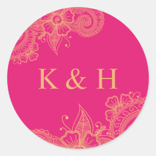 Rond Sticker Monogram Classic Round Mariage Mehndi