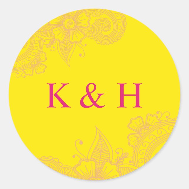 Rond Sticker Monogram Classic Round Mariage Mehndi (Devant)