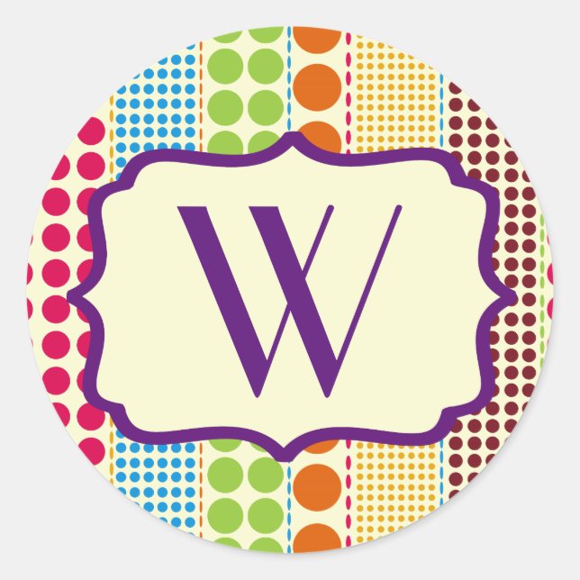 Rond Sticker Monogram Dots Boho (Devant)