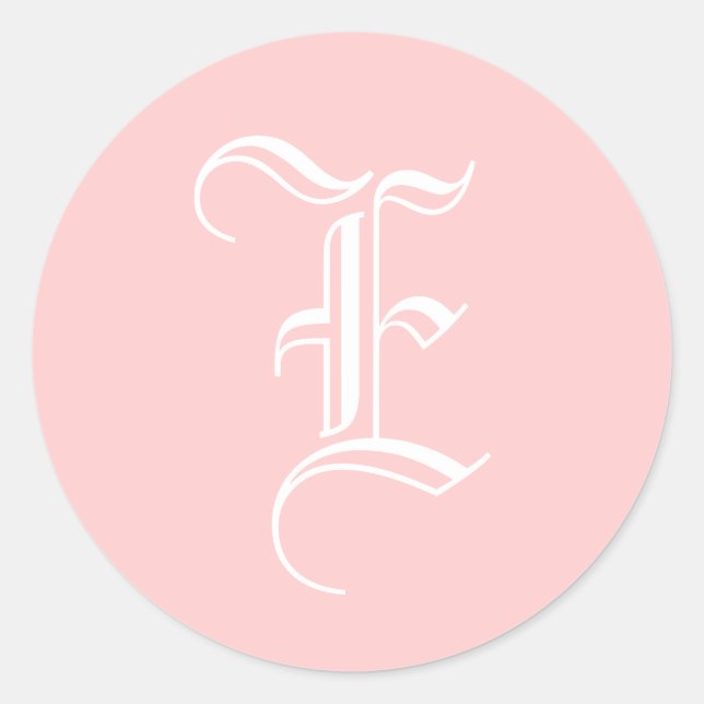 Rond Sticker Monogram E mariage Ancien Style Anglais Ro (Devant)