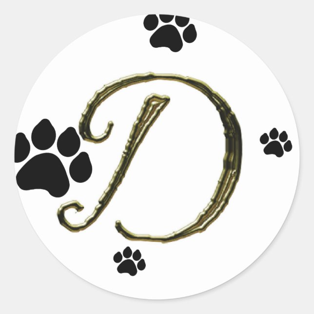 Rond Sticker Monogram Empreinte de patte (Devant)