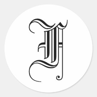 Rond Sticker Monogram F Ancien style anglais
