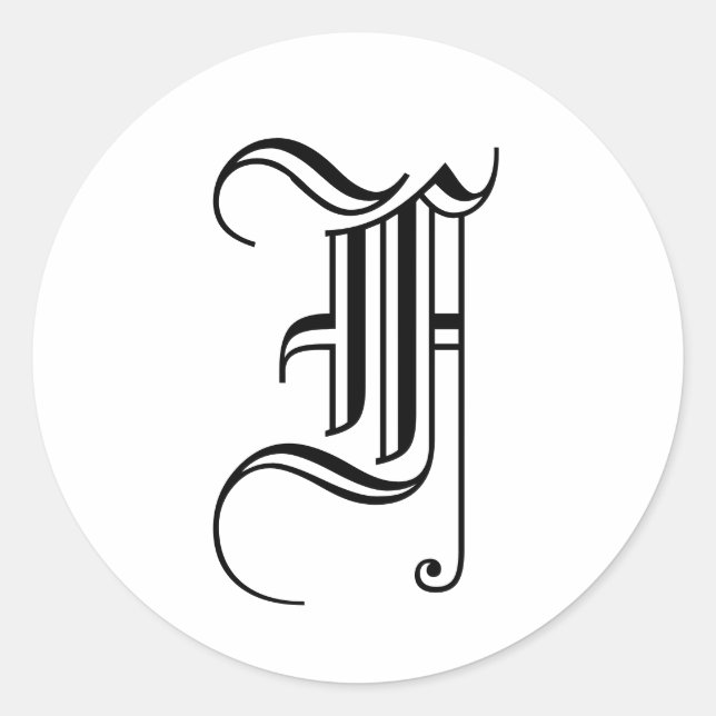 Rond Sticker Monogram F Ancien style anglais (Devant)