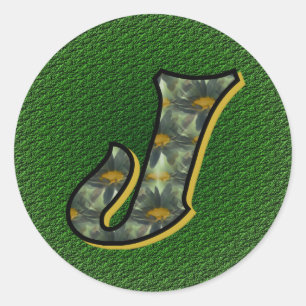 Rond Sticker Monogram Initial J Black Daisers