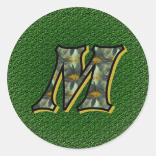 Rond Sticker Monogram Initial M Black Daisers