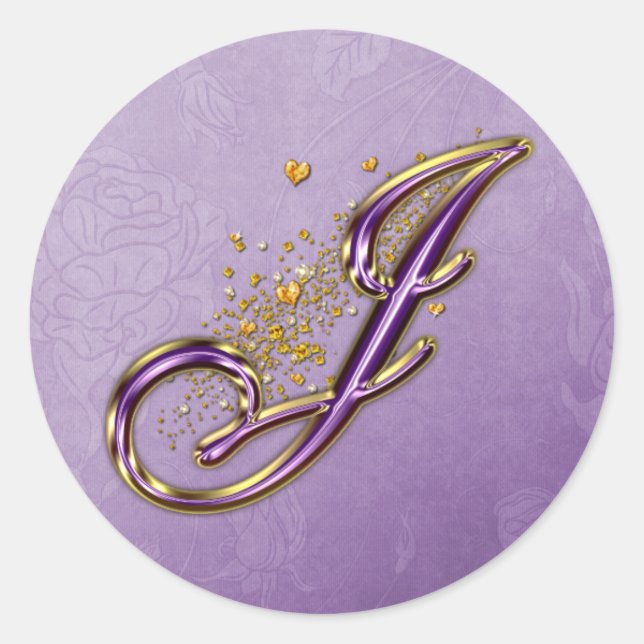 Rond Sticker Monogram J de Parties scintillant violet e (Devant)