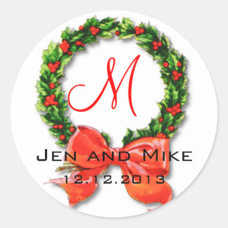Rond Sticker Monogram M Mariage décembre